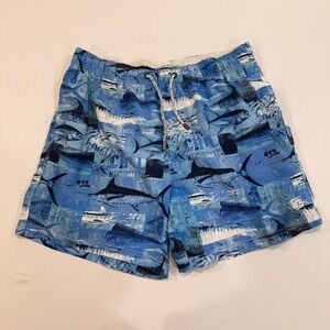 Islandhaze Marlin Graphic Swim Trunks Mens Size Large Blue Fishing Shorts | Surf